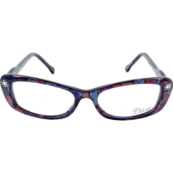 Diva 5364 Women's Eyeglass Frame Burgundy Violet Mottled - Picture 2 of 5